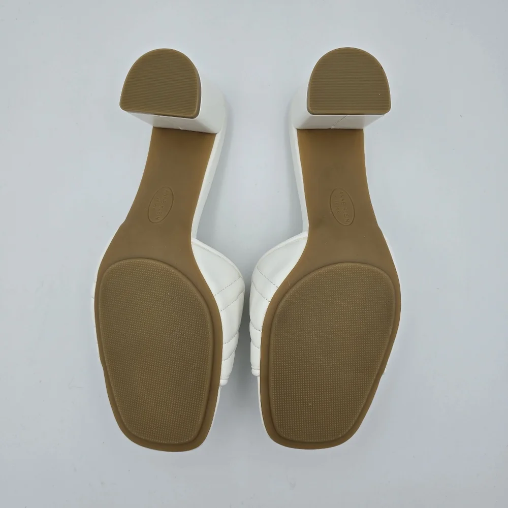 NWOT Anne Klein Kendra Slippers (Block Heel Slide Sandals), White & Gold, 9.5M - Picture 13 of 16